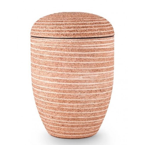 Biodegradable Cremation Ashes Urn – Limestone Look - Pale Red, Grooved Surface in Stone Finish